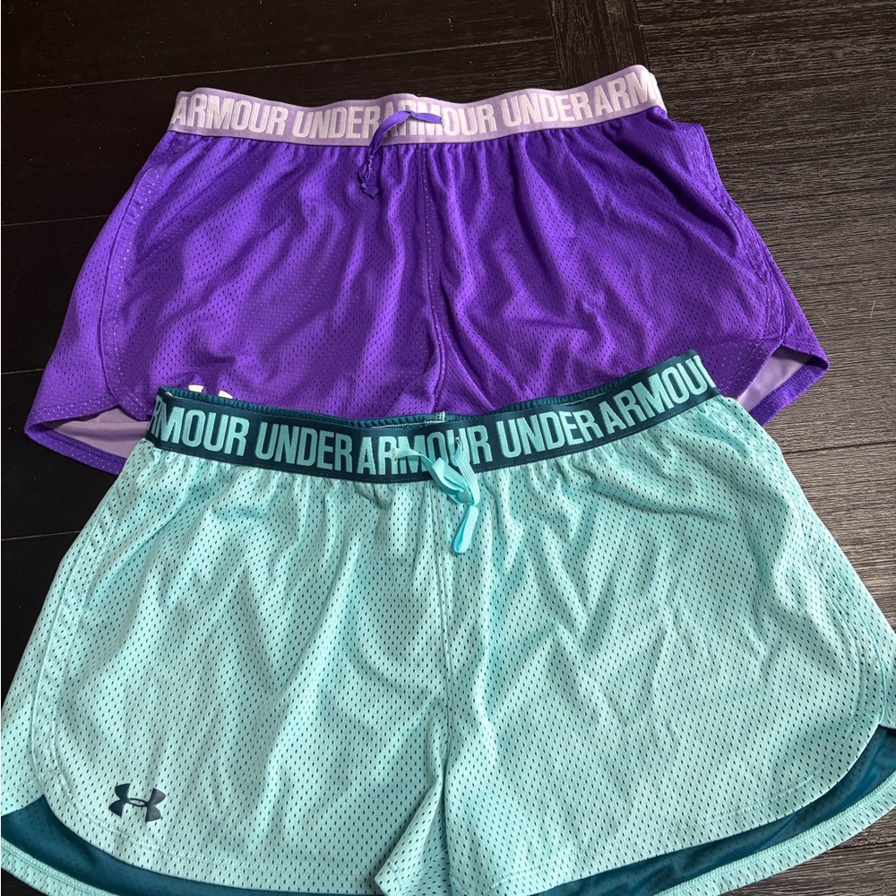 Under Armour Women’s Athletic Shorts — Purple & Teal